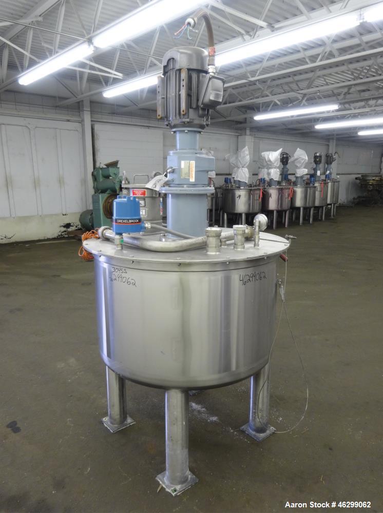 Used- Tank, Approximately 120 Gallons, 304 Stainless Steel, Vertical. 40" Diameter x 22" straight side. Bolt-on flat top wit...