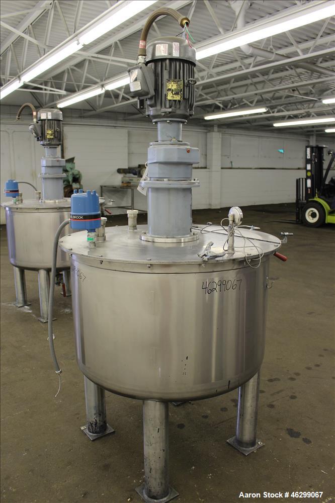 Used- Tank, Approximately 120 Gallons, 304 Stainless Steel, Vertical. 40" Diameter x 22" straight side. Bolt-on flat top wit...