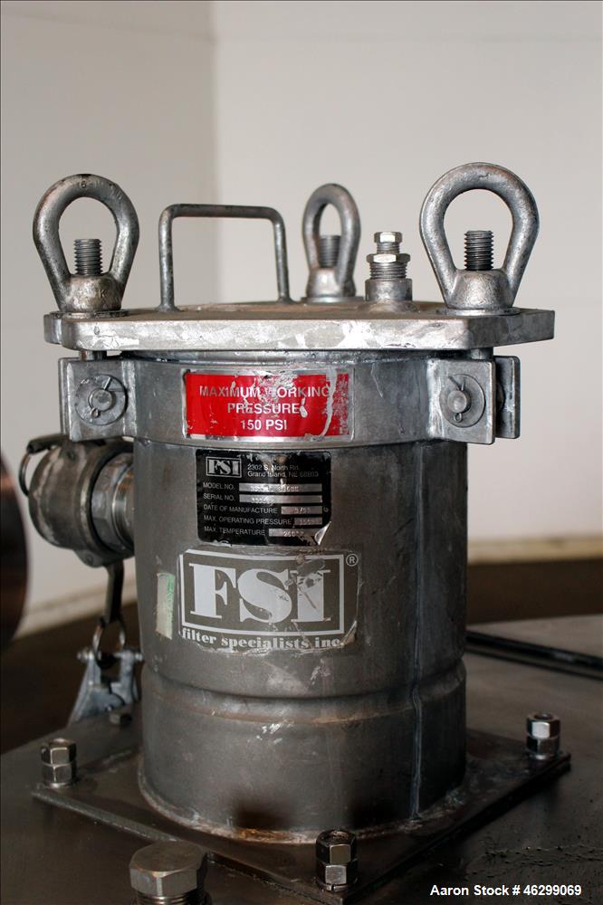 Used Tank, Approximately 200 Gallons, 304 Stainless Steel, Vertical. 46" Diameter x 25" straight side. Bolt-on flat top with 1/4 hinged cover, dished bottom. Top entering agitator, with 2-1/2" diamet...