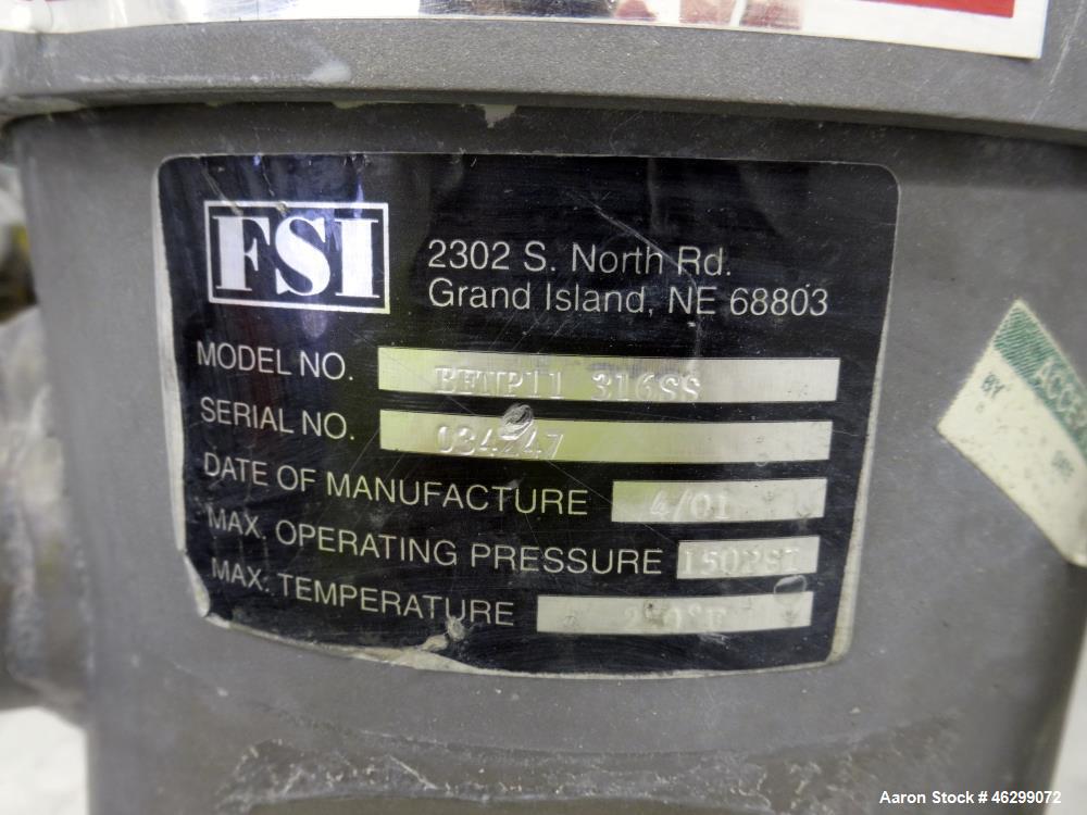 Used Tank, Approximately 350 Gallons, 304 Stainless Steel, Vertical. 60" Diameter x 28" straight side. Bolt-on flat top with 1/3 hinged cover, dished bottom. Top entering Lightnin agitator, model XJC...
