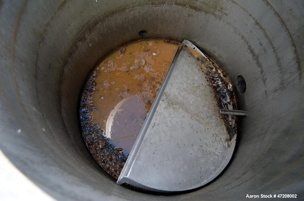 Used Tank, Approximately 200 Gallon, 304 Stainless Steel, Vertical. 36" Diameter x 48" straight side. Open top with (2) 1/2 covers, slight coned bottom. Openings side (2) 2" tri-clamp, 4". 2" Tri-cla...