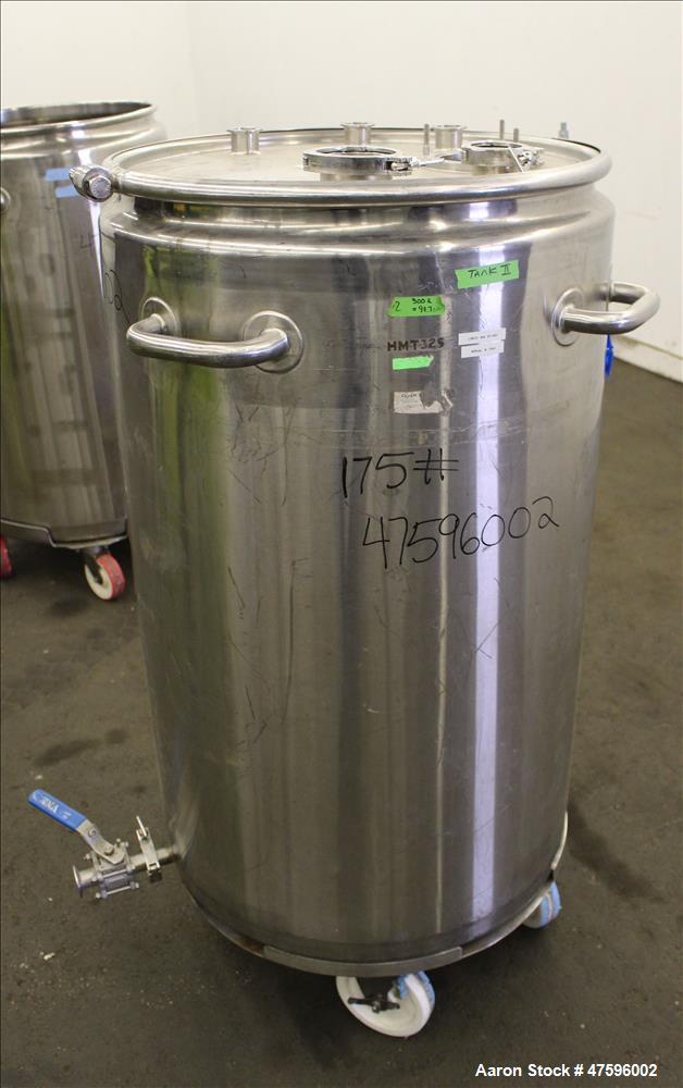 Used Tank, Approximate 75 Gallon, 316 Stainless Steel, Vertical.
