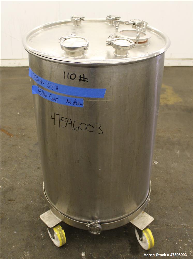 Used- Tank, Approximate 50 Gallon, 316 Stainless Steel, Vertical.