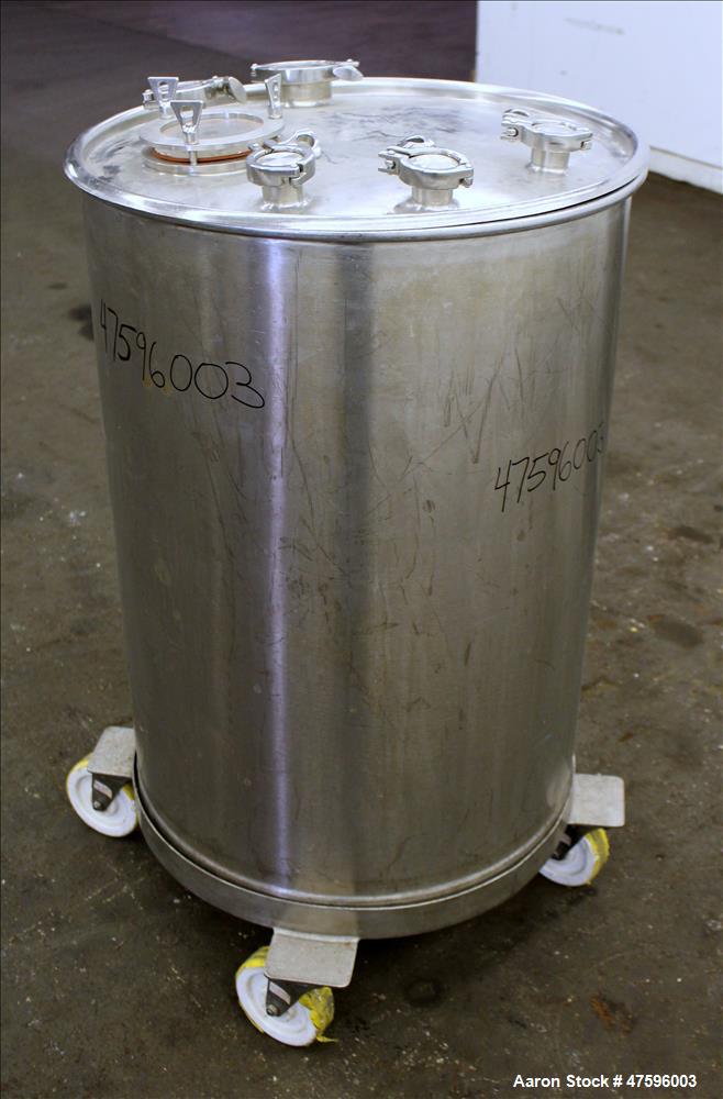 Used Tank, Approximate 50 Gallon, 316 Stainless Steel, Vertical.