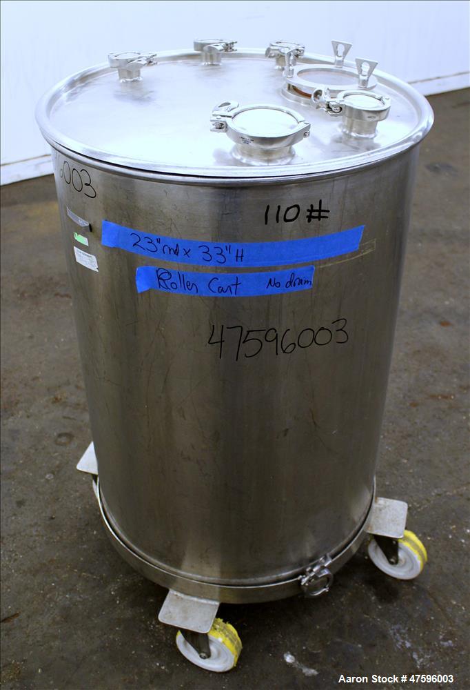 Used Tank, Approximate 50 Gallon, 316 Stainless Steel, Vertical.