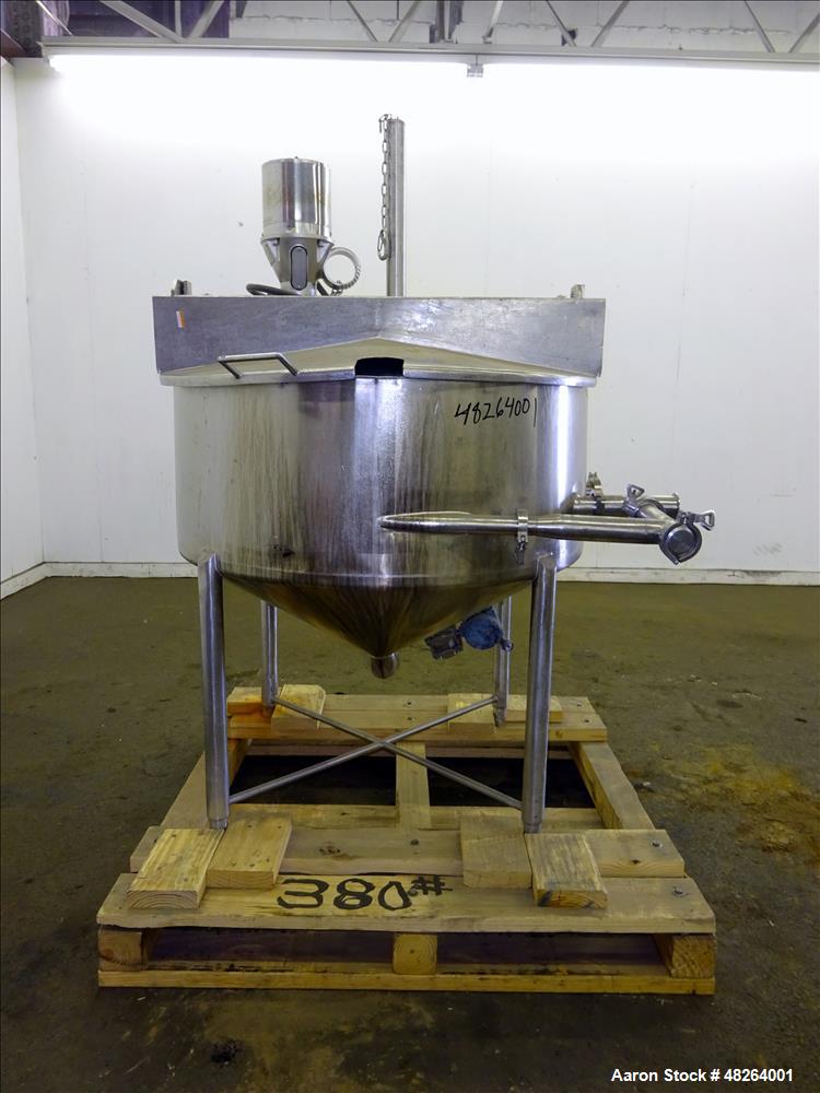 Used Mix Tank, Approximately 100 Gallon, 316 Stainless Steel, Vertical.