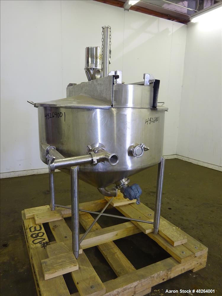 Used Mix Tank, Approximately 100 Gallon, 316 Stainless Steel, Vertical.