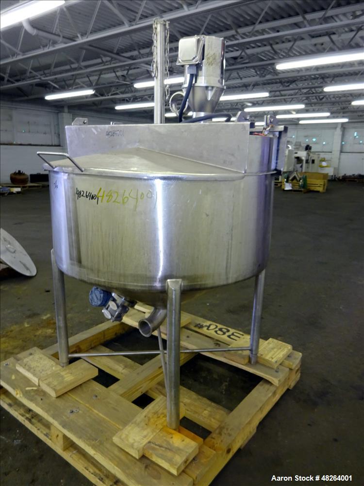 Used Mix Tank, Approximately 100 Gallon, 316 Stainless Steel, Vertical.