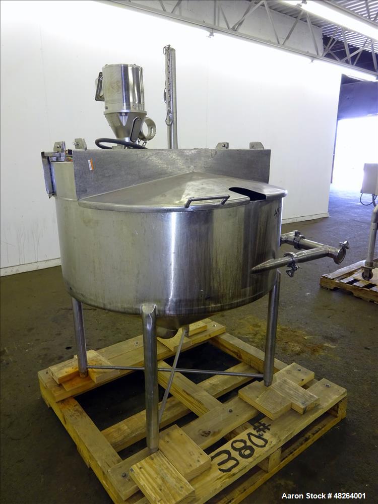 Used Mix Tank, Approximately 100 Gallon, 316 Stainless Steel, Vertical.
