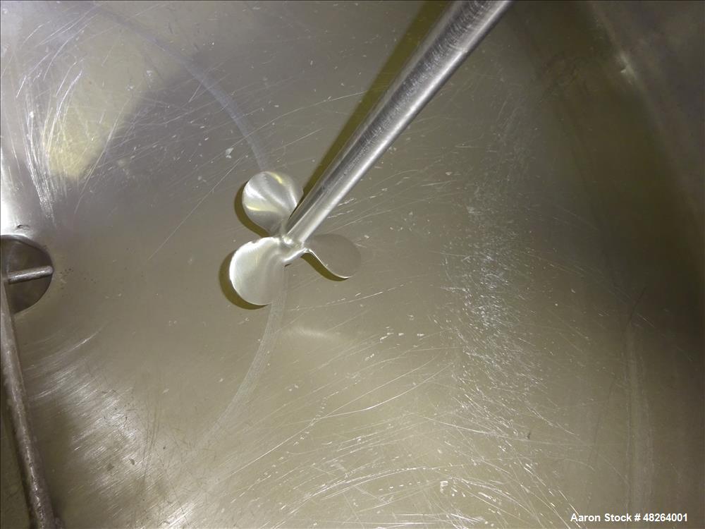 Used Mix Tank, Approximately 100 Gallon, 316 Stainless Steel, Vertical.