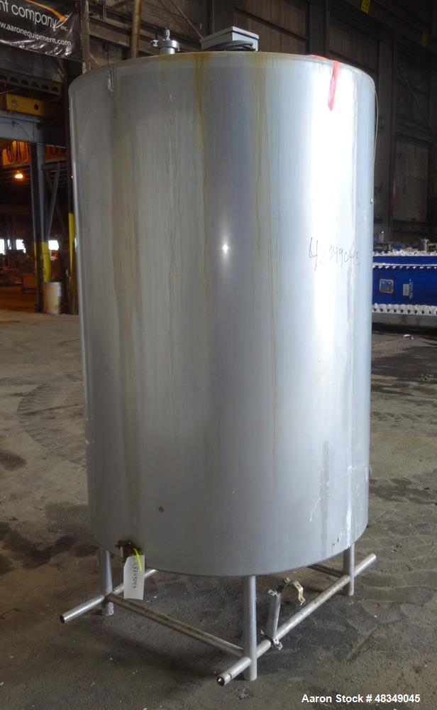 Used CIP Tank, Approximately 500 Gallons, 304 Stainless Steel, Vertical.