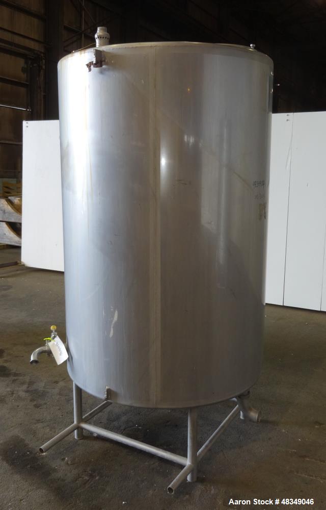 Used CIP Tank, Approximately 500 Gallons, 304 Stainless Steel, Vertical.