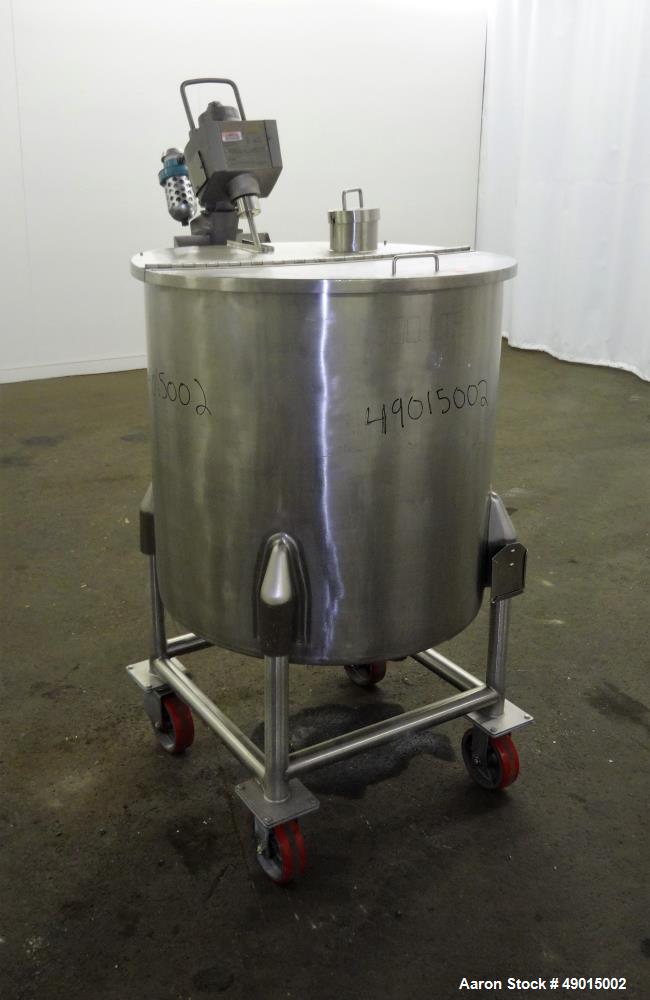 Used Stainless Steel Mix Tank, Approximately 90 gallons, 304 Stainless Steel, V