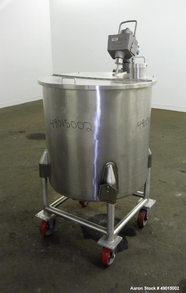 Used Stainless Steel Mix Tank, Approximately 90 gallons, 304 Stainless Steel, V