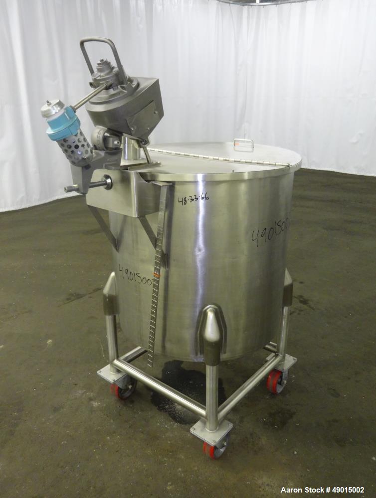 Used Stainless Steel Mix Tank, Approximately 90 gallons, 304 Stainless Steel, V