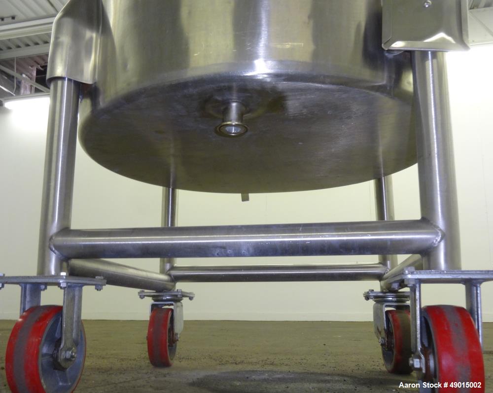 Used Stainless Steel Mix Tank, Approximately 90 gallons, 304 Stainless Steel, V