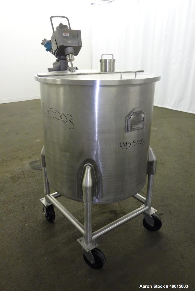 Used Stainless Steel Mix Tank, Approximately 90 gallons, 304 Stainless Steel, V