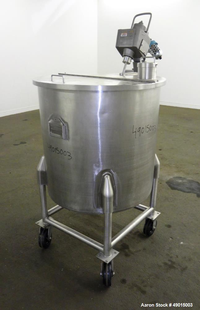 Used Stainless Steel Mix Tank, Approximately 90 gallons, 304 Stainless Steel, V