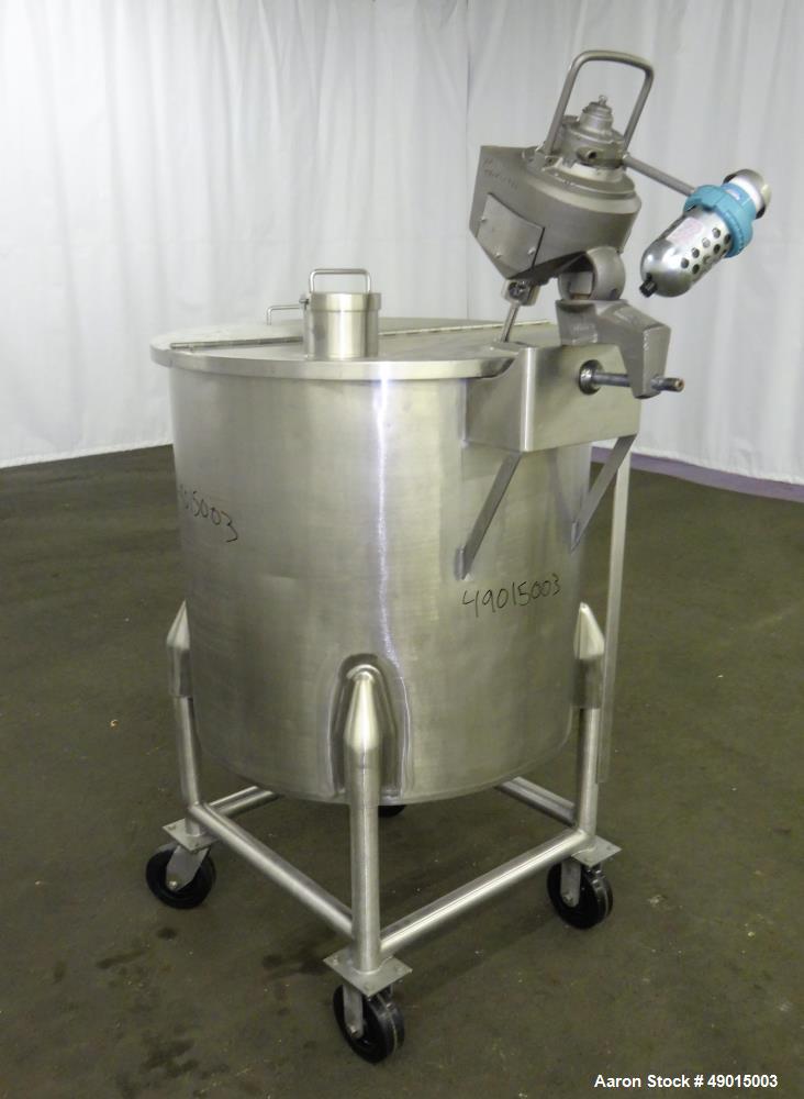 Used Stainless Steel Mix Tank, Approximately 90 gallons, 304 Stainless Steel, V