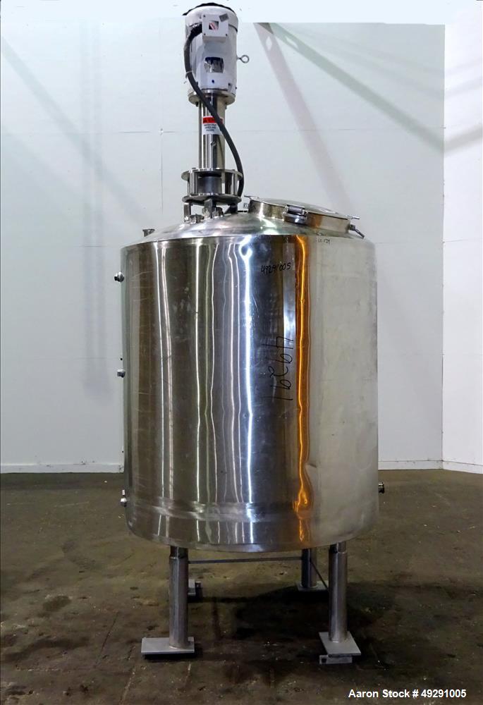 Used Jacketed Mix Tank, Approx. 300 Gallon, 304 Stainless Steel, Vertical.