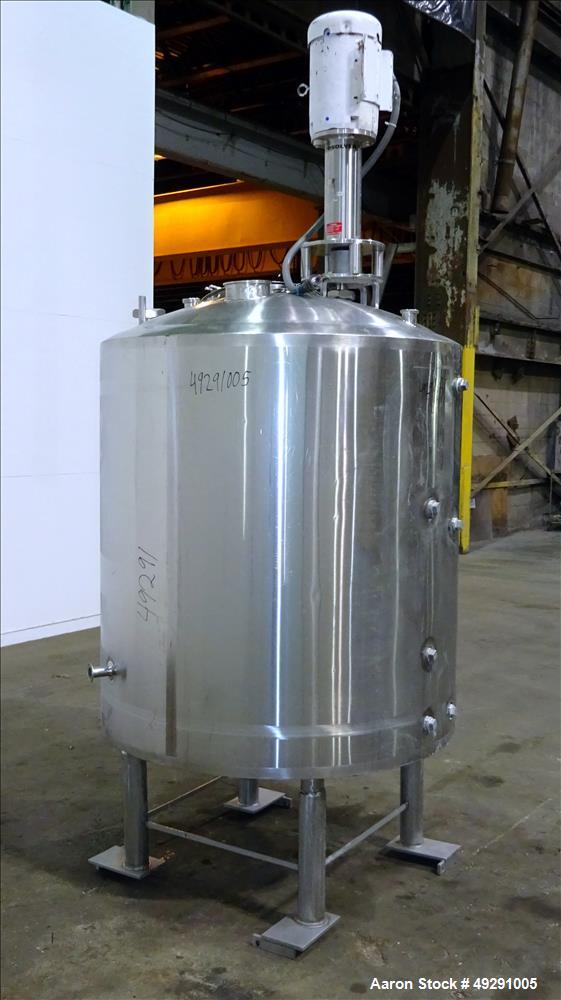 Used Jacketed Mix Tank, Approx. 300 Gallon, 304 Stainless Steel, Vertical.