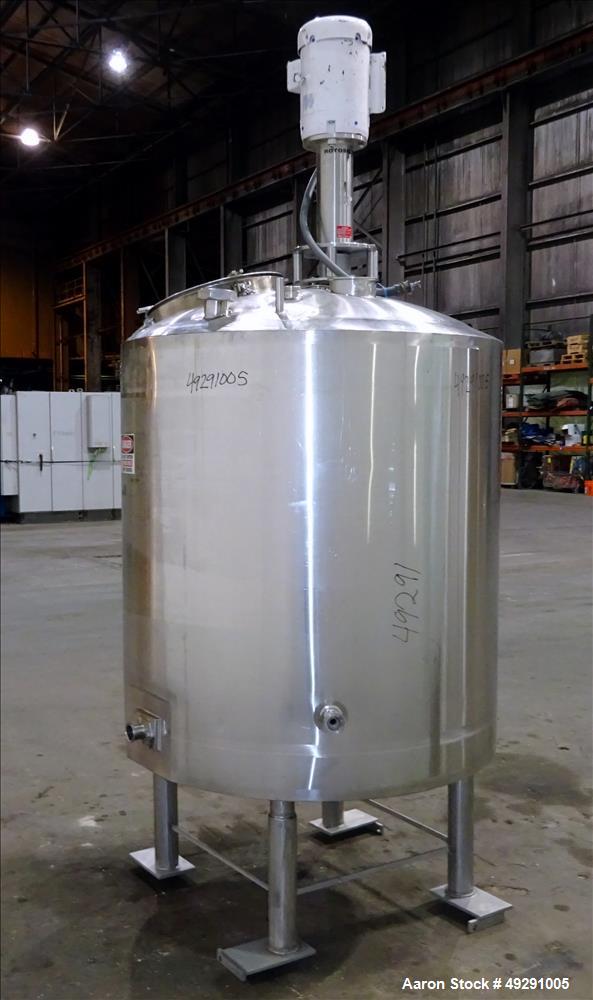 Used Jacketed Mix Tank, Approx. 300 Gallon, 304 Stainless Steel, Vertical.