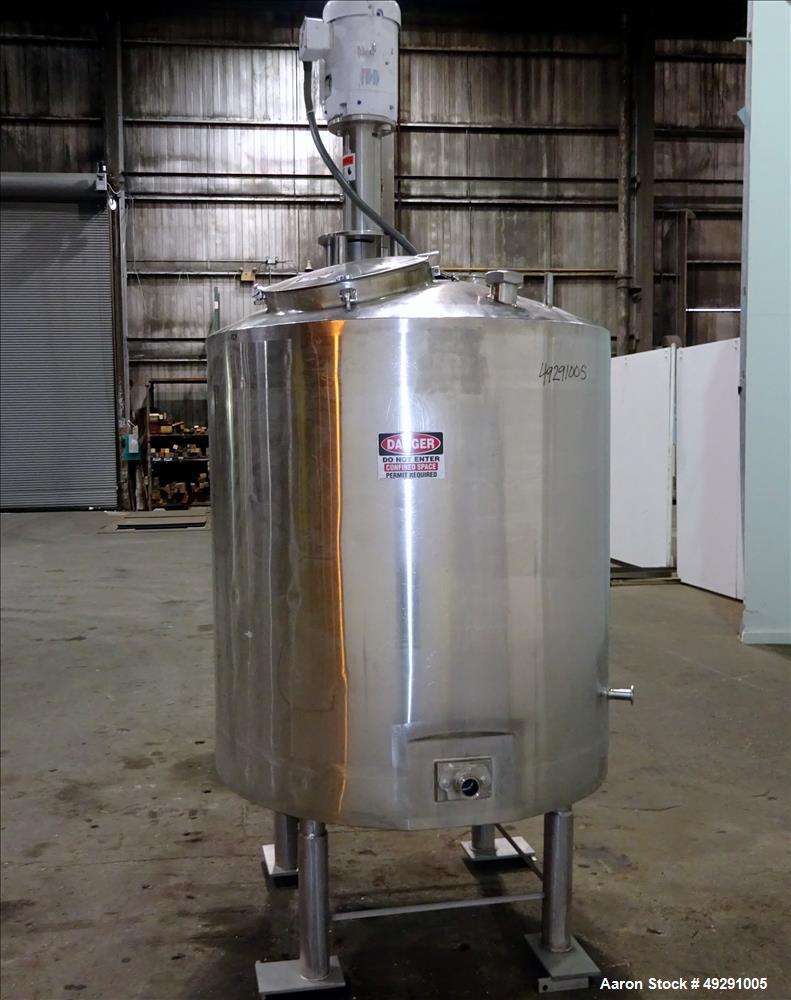 Used Jacketed Mix Tank, Approx. 300 Gallon, 304 Stainless Steel, Vertical.
