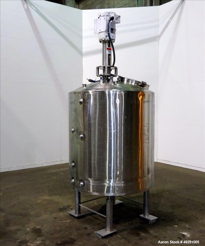 Used Jacketed Mix Tank, Approx. 300 Gallon, 304 Stainless Steel, Vertical.