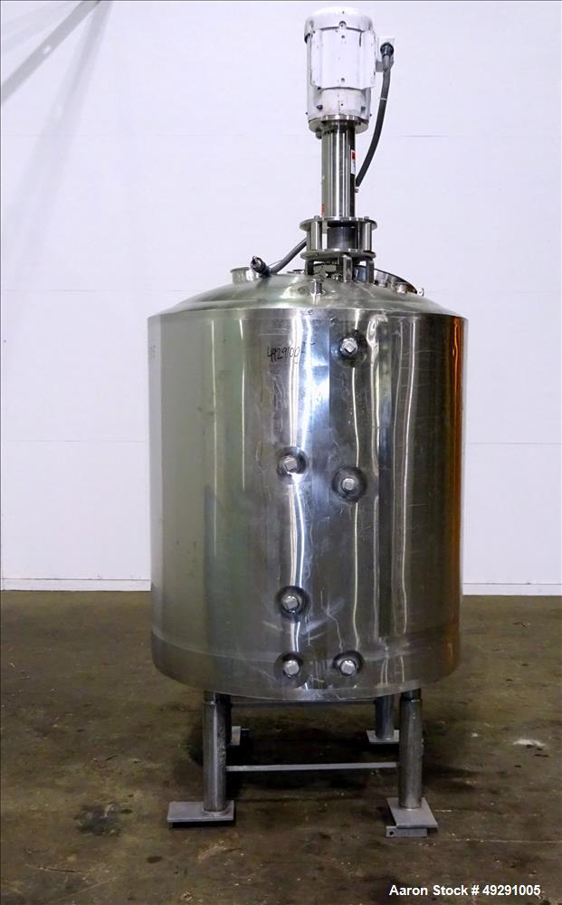Used Jacketed Mix Tank, Approx. 300 Gallon, 304 Stainless Steel, Vertical.