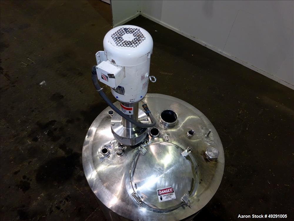Used Jacketed Mix Tank, Approx. 300 Gallon, 304 Stainless Steel, Vertical.