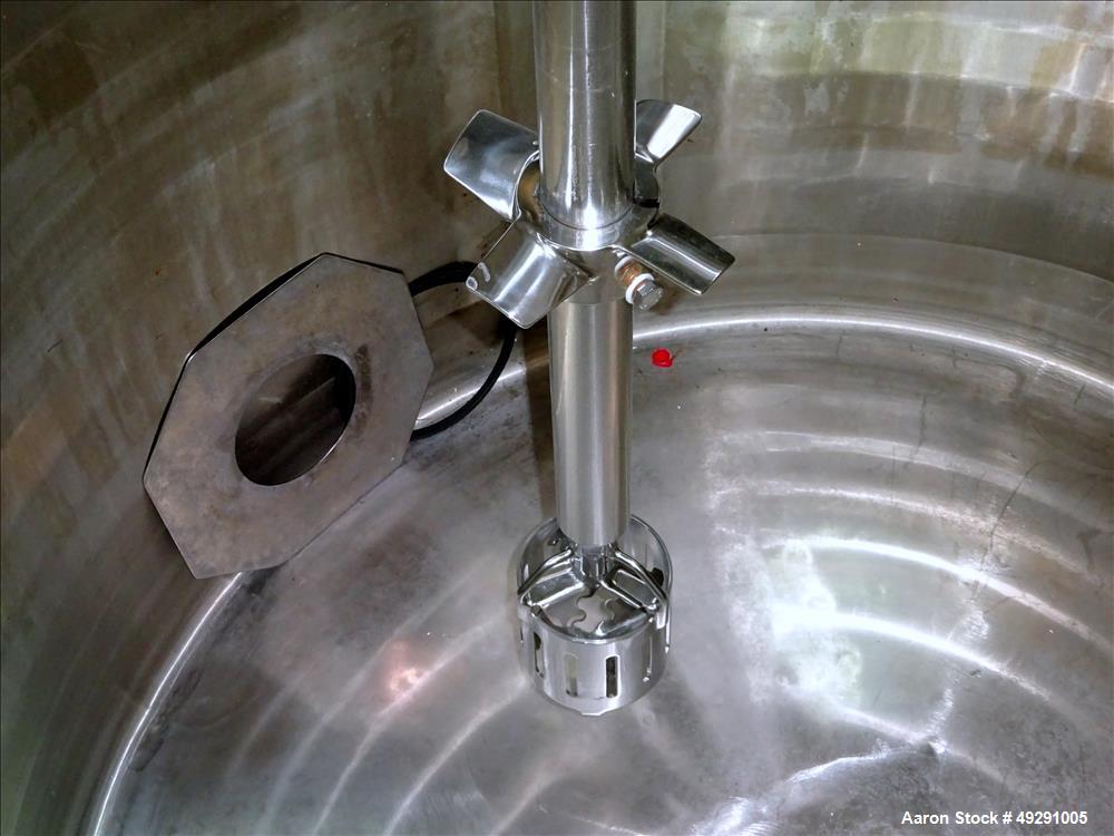 Used Jacketed Mix Tank, Approx. 300 Gallon, 304 Stainless Steel, Vertical.