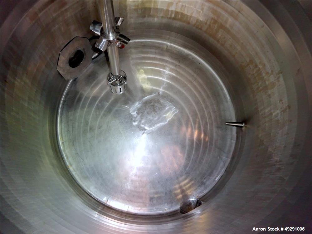 Used Jacketed Mix Tank, Approx. 300 Gallon, 304 Stainless Steel, Vertical.