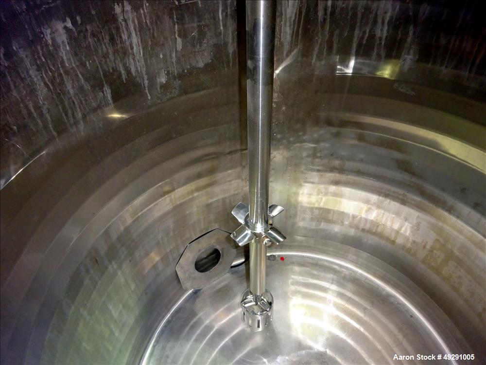 Used Jacketed Mix Tank, Approx. 300 Gallon, 304 Stainless Steel, Vertical.