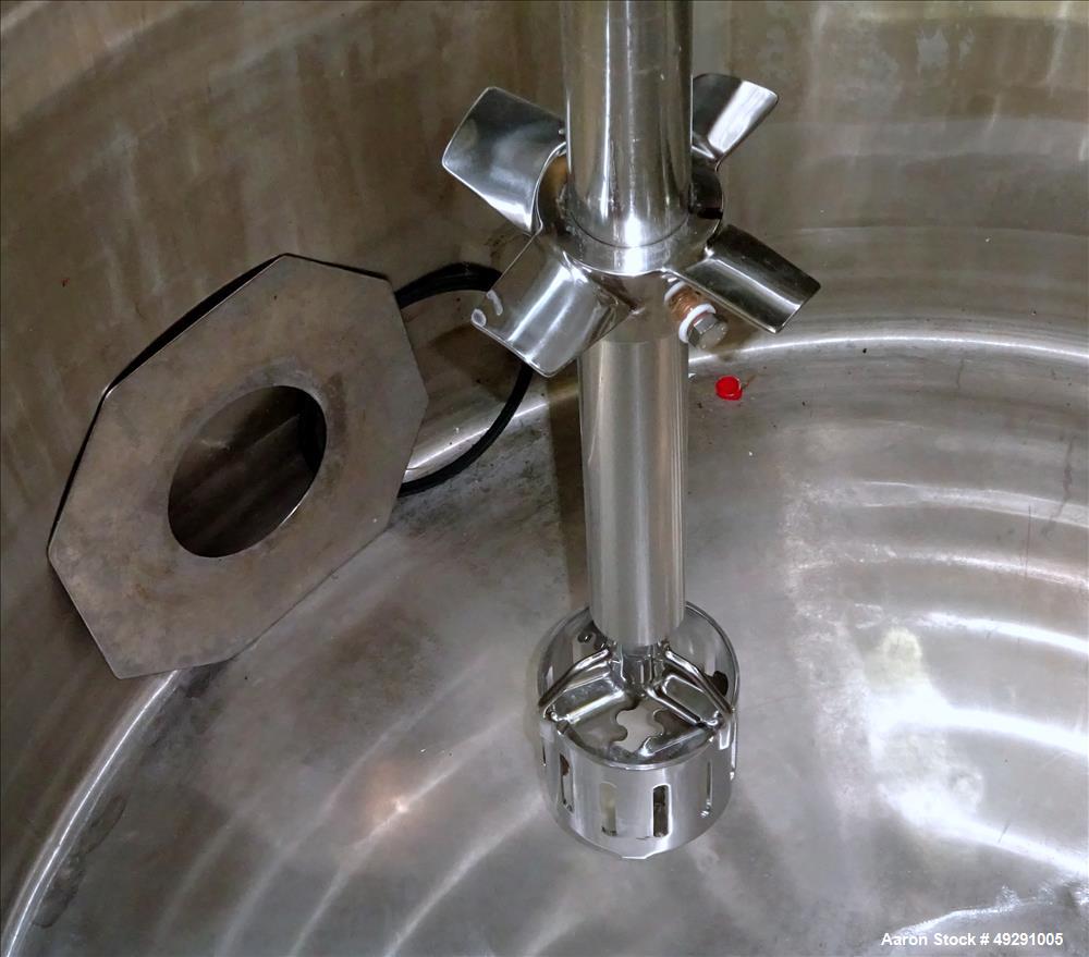 Used Jacketed Mix Tank, Approx. 300 Gallon, 304 Stainless Steel, Vertical.
