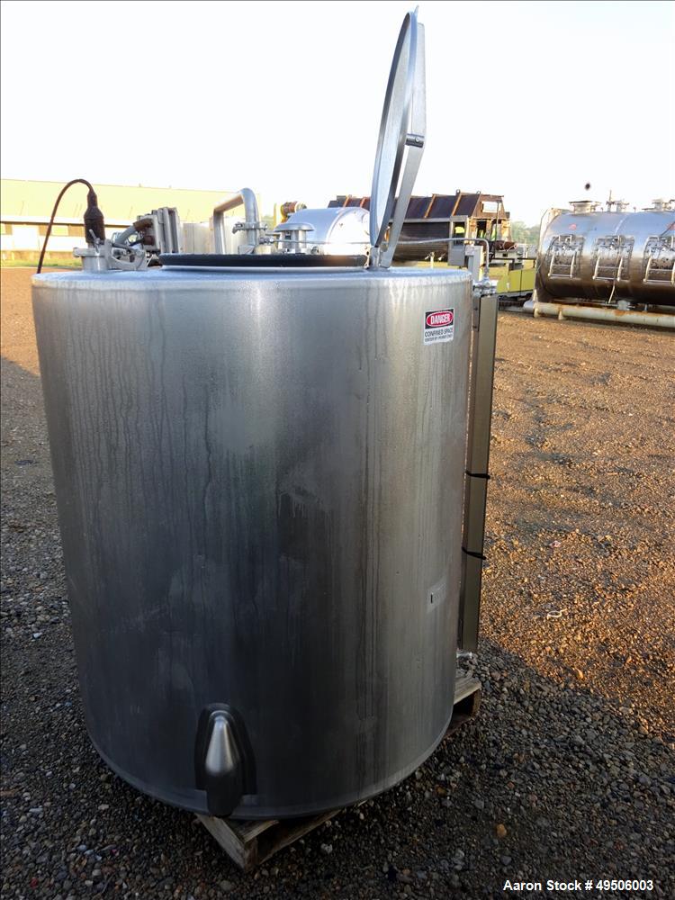 Used Tank, Approximate 300 gallon, Stainless Steel, Vertical.