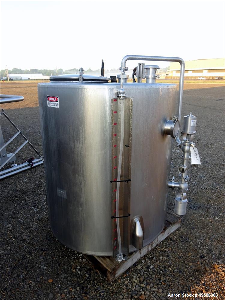 Used Tank, Approximate 300 gallon, Stainless Steel, Vertical.