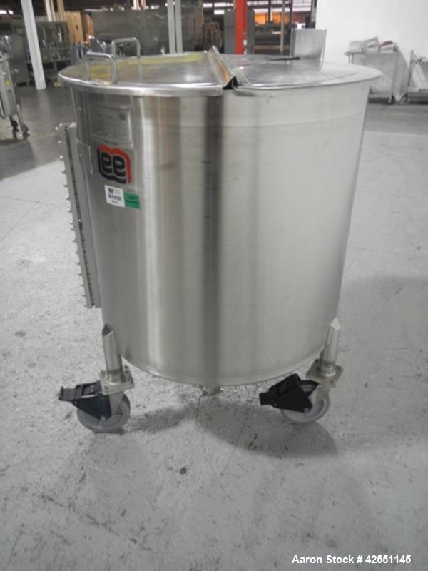 Used Lee tank, 130 gallon, model 500LDBT, stainless steel construction, approximately 36" diameter x 36" straight side, open top, dish bottom, 2" center bottom outlet, side sight glass, serial# C6615...