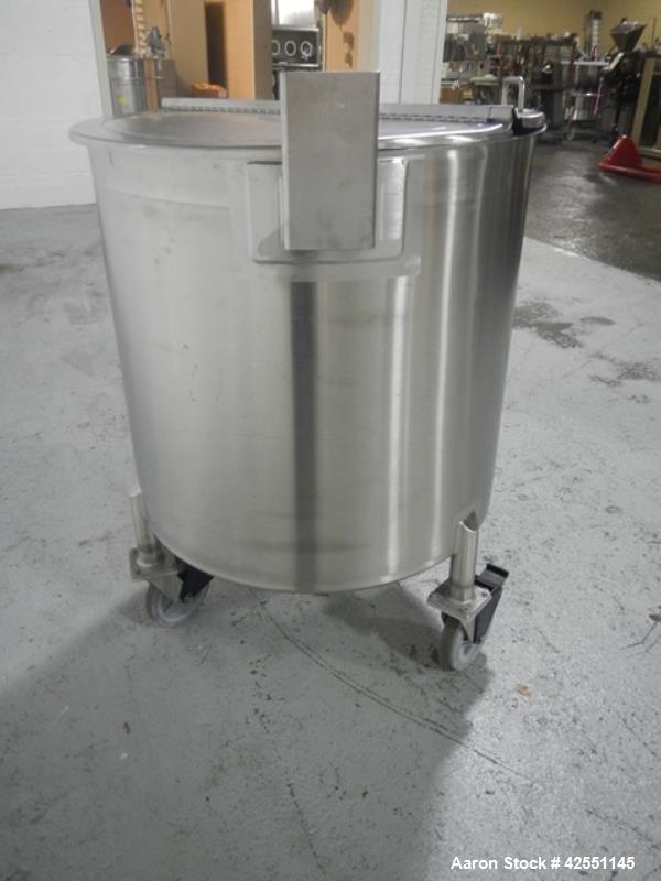 Used Lee tank, 130 gallon, model 500LDBT, stainless steel construction, approximately 36" diameter x 36" straight side, open top, dish bottom, 2" center bottom outlet, side sight glass, serial# C6615...