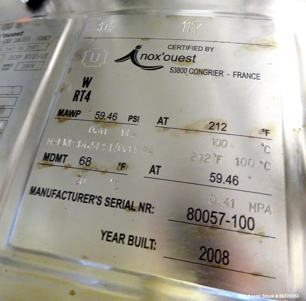 Used Inox’ouest Pressure Mix Tank, 100 Liter, 316 Stainless Steel, Vertical.