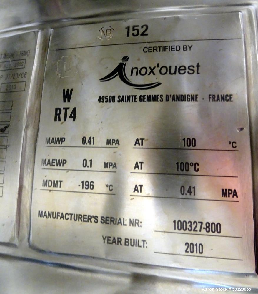 Used Inox’ouest Pressure Mix Tank, 100 Liter, 316 Stainless Steel, Vertical.