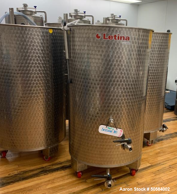 Used Lot of (6) Letina Stainless Steel Un-Jacketed Tanks