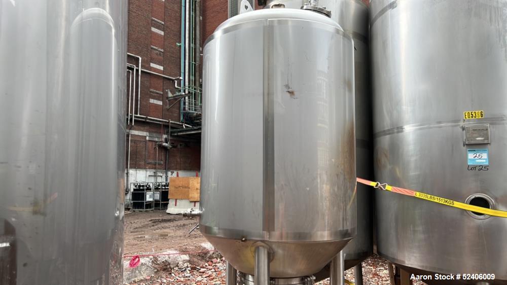 Used Berlie-Falco Jacketed Pressure Tank, Approximate 1235 Liter (326 Gallon), 3