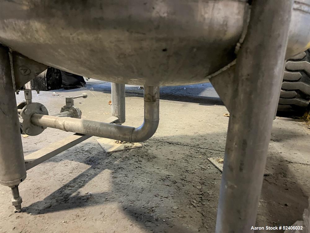 Used Tank, Approximate 250 Gallon, Stainless Steel, Vertical. Approximate 30" diameter x 77" straight side, dished top & bottom. Mounted on 4 stainless legs.
