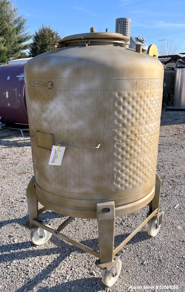 Used- UCON 800 Liter Jacketed Tank, 211 Gallon, 316 Stainless Steel, Vertical. Approximate 40" diameter x 30" straight side....