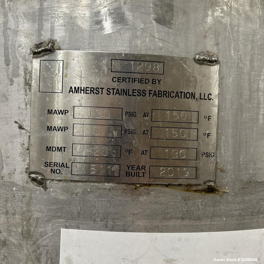 Used-Approximately 300 Gallon, Amherst Stainless Steel Agitation Pressure Pot on Casters, S/N: 1511. 130 PSI at 150 Degree F...