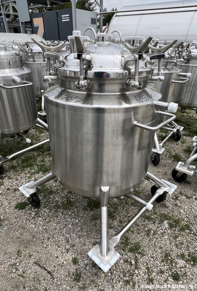 Used- Stainless Steel 120 Liter / 31.7 Gallon Jacketed Tank, Stainless Steel, Vertical. Approximate 20" diameter x 24" strai...