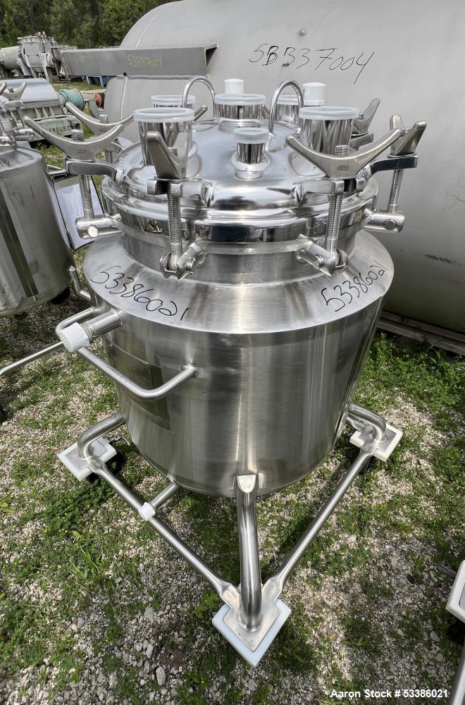 Used- Stainless Steel 120 Liter / 31.7 Gallon Jacketed Tank, Stainless Steel, Vertical. Approximate 20" diameter x 24" strai...