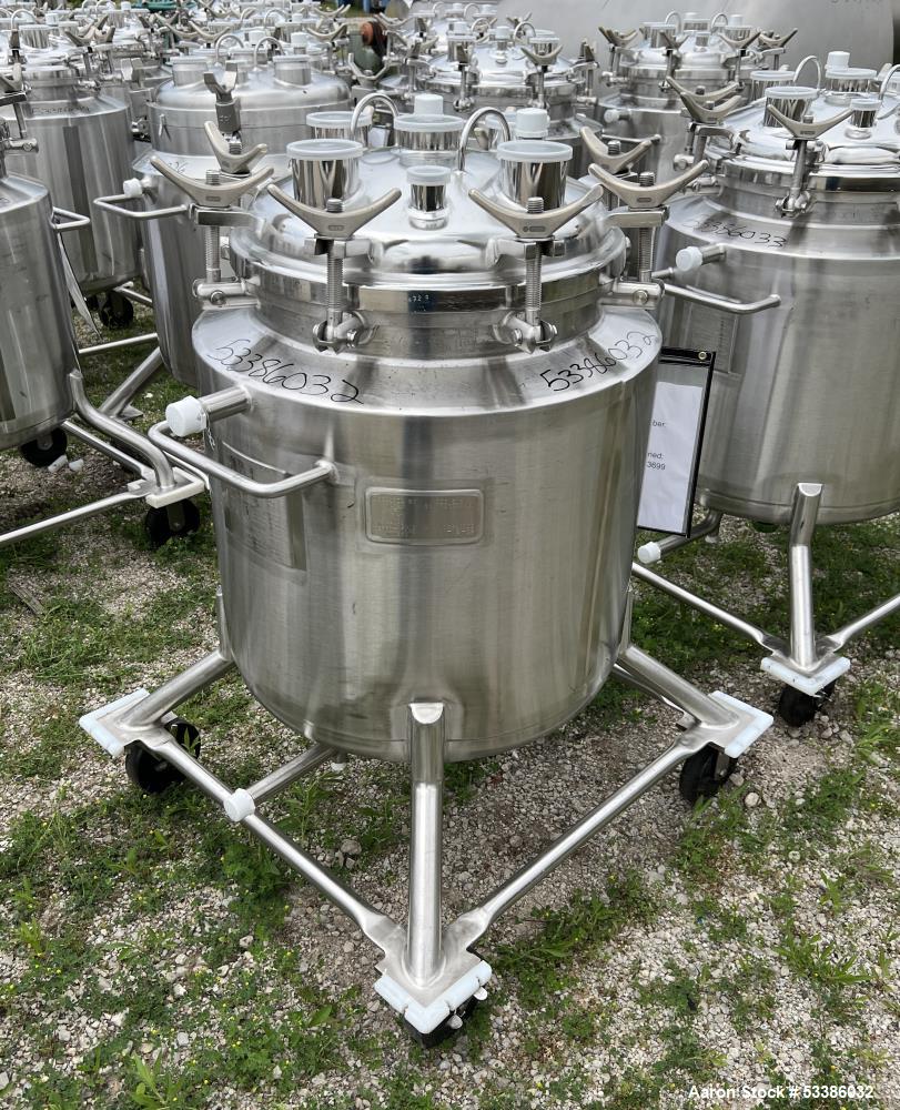 Used- Stainless Steel 120 Liter / 31.7 Gallon Jacketed Tank, Stainless Steel, Vertical. Approximate 20" diameter x 24" strai...