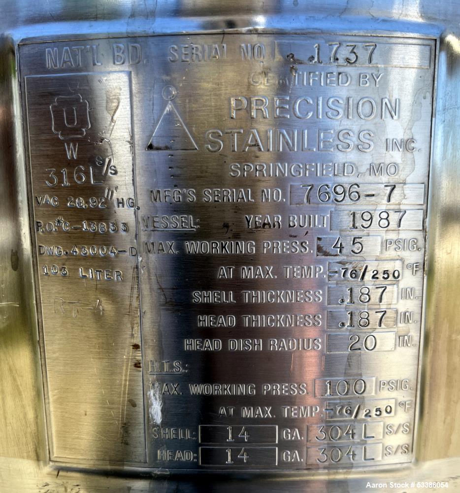 Industrial 316L SS Precision Stainless Freeze/Thaw Vessel – Used