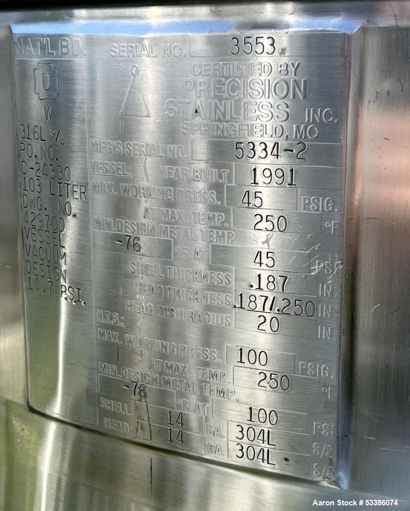 Precision Stainless High-Performance Stainless Steel Freeze/Thaw Tank - Used.